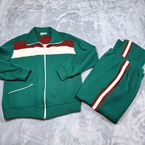 Winning Ways Vintage Tracksuit Set Green Burgundy (red) White Retro Athletic